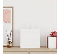 Lot de 50 sacs en papier, blancs, en papier kraft, 80 g, 26 x 17 x 25 cm, avec anses en corde en papier, pour anniversaire, mariage, Noël, fête et emballage cadeau