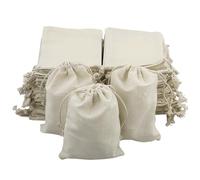 Lot de 50 sacs en tissu à peindre avec cordon de serrage - 15 x 10 cm - Petits sacs cadeaux en coton - Pour bricolage Ramadan, calendrier de l'avent, mariage, fête