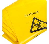 Lot de 50 sacs jaunes à danger biologique - 35 cm x 20 cm - Élimination de maladies cliniques et vomis