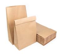 Lot de 50 Sacs Marrons en Papier Kraft Sans Poignée - Format 20 x 9 x 34,5 cm - Sachets Pochettes Recyclables pour Produits Alimentaire ou Cadeaux