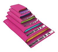 Lot de 50 sacs postaux de tailles mixtes - 5 tailles - Auto-adhésives - En plastique - Imperméables - Pour colis, emballages, petits, moyens et grands - Rose vif