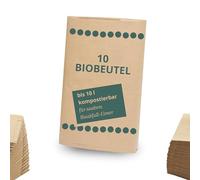 Lot de 50 sacs poubelle bio en papier - Compostables - 10 litres - Biodégradables - Résistants à l'humidité - Indéchirables - Poubelle bio - Déchets - Seau - Sac cadeau