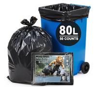 Lot de 50 sacs poubelle très résistants - Résistants aux déchirures et aux fuites - Capacité de 75 à 80 l - Sacs poubelle extra résistants pour la maison et le commerce - Noir