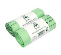 Lot de 50 Sacs Poubelles Compostables 35-40 L pour Déchets Alimentaires avec Guide de Compostage (Français Non Garanti) EN 13432