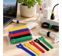 Lot de 50 sangles de rangement de câbles, attaches réutilisables, crochets et boucles pour bureau, voyage