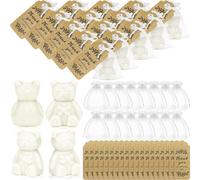 Lot de 50 Savons Ourson pour Baby Shower - Cadeau Invité Naissance, Baptême, Gender Reveal - Mini Savons en Forme d'Ours Blanc Parfumés avec Cartes de Remerciement et Sachets