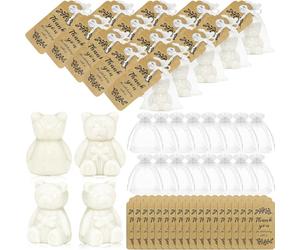 Lot de 50 Savons Ourson pour Baby Shower - Cadeau Invité Naissance, Baptême, Gender Reveal - Mini Savons en Forme d'Ours Blanc Parfumés avec Cartes de Remerciement et Sachets