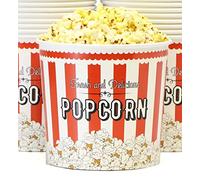 Lot de 50 seaux à popcorn (2,5 l), motif vintage rayé rouge et noyau éclatant