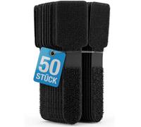 Lot de 50 serre-câbles réutilisables avec fermeture , organiseur de câbles pour bureau, PC, TV et bureau (noir)