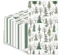 Lot de 50 Serviettes de arbre de Noël, Décoration de Merry Christmas, Arbre de Noël à l'aquarelle, Doux et Confortable Réutilisables Serviette pour le Nouvel An, les fêtes, les dîners et les fêtes