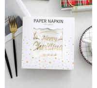 Lot de 50 serviettes de table double épaisseur avec Père Noël, renne, arbre du Père Noël, thème des vacances, inspiration classique (Merry Christmas B, grande boîte) - 33 x 33 cm