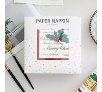 Lot de 50 serviettes de table double épaisseur avec Père Noël, renne, sapin du Père Noël, thème des vacances, inspiration classique (arbres de Noël B, grande boîte) - 33 x 33 cm