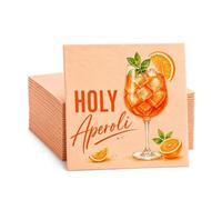 Lot de 50 serviettes de table Holy Aperoli Aperol - Orange - 33 x 33 cm - Décoration Aperol Spritz - Pour enterrement de vie de jeune fille, anniversaire et mariage - Cadeaux Aperol d'été - Serviettes