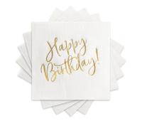 Lot de 50 serviettes jetables Morgiana - Serviettes en papier - Douces et absorbantes - Sensation lin - Pour cuisine, salle de bain, fêtes, mariages Happy Birthday.