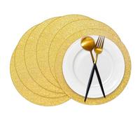 Lot de 50 Sets de Table Ronds jetables en Papier doré à Paillettes - 35,6 cm - Napperons décoratifs pour Mariage, Banquet, fête, Maison, Salle à Manger