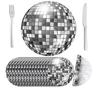 Lot de 50 sets de table ronds jetables en papier pour fête d'anniversaire, réunion, fête des années 70, cuisine, mariage, banquet, salle à manger Argenté 30,5 cm