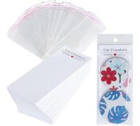 Lot de 50 sous-verres vierges de 7,8 x 17,3 cm avec 50 sacs en plastique vierges prêts pour personnaliser les designs de bricolage et de présentation de cadeaux