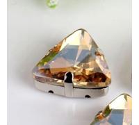 Lot de 50 strass en verre à coudre en forme de triangle, 18 mm, avec base en métal et griffe, for vêtements(Champagne)