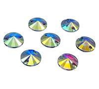 Lot de 50 strass ronds en forme de rivoli, à coudre ou à coller sur un dos plat pour embellir costumes, vêtements, projets d'apprentissage - - Cristal AB,