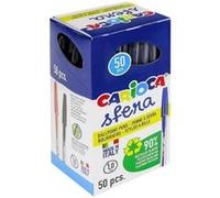 LOT de 50 Stylo Bille Carioca Sfera - Pointe Ø 1mm - Capuchon et Encre Couleur Rétro - Écriture Super Coulissante - Paquet Papier - Couleur Bleu G