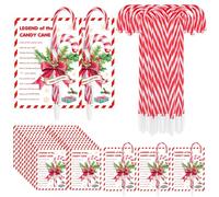 Lot de 50 stylos à bille en forme de canne à sucre d'orge de Noël avec inscription Legend of Candy Cane, cadeaux de Noël chrétiens, stylos à bille avec encre noire pour église, dimanche, école, fêtes