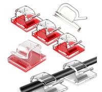 Lot de 50 supports de câbles autocollants - Organiseur de câbles - Clips de gestion des câbles - Pour intérieur et extérieur - Pour TV, PC, ordinateur portable, câble Ethernet - Transparent