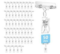 Lot de 50 supports d'étiquettes de prix, clip de marchandise, support de panneau de marchandise, support rotatif en plastique, support d'étiquette de prix, porte-étiquette rotatif, produit