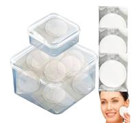 Lot de 50 tampons démaquillants emballés individuellement avec 2 boîtes de rangement de voyage ; tampons en coton portables de voyage - Parfait pour le visage, les lèvres, les yeux, les ongles, le