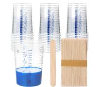 Lot de 50 tasses à mesurer en plastique pour liquide de 600 ml, gobelets jetables pour mélange de peinture pour résine époxy, tasses à mesurer jetables pour résine, rapports de mesure 2:1, 3:1, 4:1