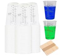 Lot de 50 tasses à mesurer en résine époxy, ensemble de gobelets mélangeurs de 230 ml avec 50 agitateurs en bois, gobelets mélangeurs en résine époxy transparente, gobelets mélangeurs de peinture pour