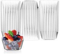 Lot de 50 tasses carrées en plastique transparent réutilisables pour dessert, pudding, mousse (8,3 x 6,3 cm) - 150 ml