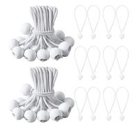 Lot de 50 tendeurs en caoutchouc avec boule - Tendeur de tente avec boule - 15 cm - Avec boule - Pour tente, bannières (blanc)