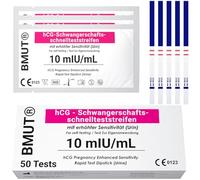 Lot de 50 tests de grossesse - 10 mIU/ml - Test précoce très sensible - Détection précoce - Lot de 50 bandelettes de test - Résultats précis et facile à utiliser comme test ultra précoce (auto-test )