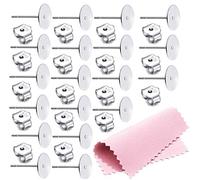 Lot de 50 tiges de boucles d'oreilles à tige plate en argent sterling 925 de 6 mm avec 50 fermoirs en argent sterling 925 pour la fabrication de bijoux, Argent sterling Argent
