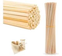 Lot de 50 Tiges en Bois Naturel Brut pour Travaux Manuels et Bricolage Baton Bois Rond Naturel,Bâton de Lisse et Sans Bavure pour Arts Créatifs 30 cm Long, 10 mm Diamètre