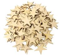 Lot de 50 tranches de bois - 4 x 4 x 0,2 cm - Étoiles vierges en bois brut - Décorations pour mariage