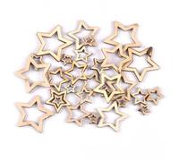 Lot de 50 tranches de bois de 2,7 à 3,1 cm - Étoiles creuses mixtes - Artisanat en bois - Pour loisirs créatifs, scrapbooking, décorations de mariage, décoration d'intérieur