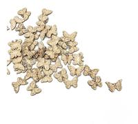 Lot de 50 tranches de bois ornementales, 3 x 3 x 0,2 cm, découpes en bois papillon, décorations de table, confettis de table, décorations rustiques pour loisirs créatifs