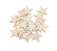 Lot de 50 tranches de bois ornementales, 4 x 4 x 0,2 cm, étoiles découpées, styles assortis, décoration d'intérieur