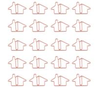 Lot de 50 trombones créatifs en métal en forme de maison - Fournitures de bureau pour la maison, la salle de classe, les agents immobiliers - Or rose