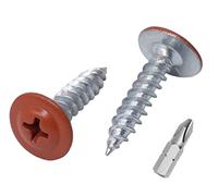 Lot de 50 vis à bois peintes 4,2 x 19 mm, vis métalliques autotaraudeuses à tête de réglage modifiée Phillips Tête gaufrée (50, Cuivre marron RAL 8004)