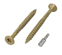 Lot de 50 vis à bois vertes, finition anti-corrosion, 4,0 x 50 mm, tête Torx type 17, tête fraisée et vis d'extérieur (50, 4,0 x 50 mm)