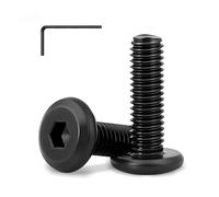 Lot de 50 vis à tête plate hexagonale M3 x 4 mm en acier inoxydable 304 noir 18-8, finition brillante, filetage entièrement machine