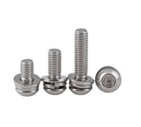 Lot de 50 vis à triple combinaison M3-M6, en acier inoxydable 304, tête cylindrique hexagonale à tête cylindrique, ensemble(8mm, M4(5pcs))