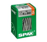 Lot de 50 vis acier tête fraisée torx SPAX, Diam.4.5 mm x L.80 mm G
