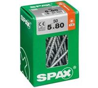 Spax Vis universelle, 5 x 80 mm, 50 unités, Filetage partiel, Tête fraisée, T-STAR plus T20, 4CUT, WIROX - 4191010500807