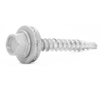 Lot de 50 vis auto-foreuses en aluminium avec rondelle d'étanchéité EPDM peinte RAL 9006 Blanc 4,8 x 35 mm