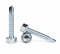 Lot de 50 vis auto-foreuses hexagonales à tête dentelée en acier pour tôles métalliques, fenêtres de toiture, 6,3 mm x 32 mm