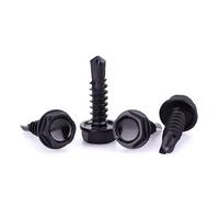 Lot de 50 vis auto-perceuses à tête hexagonale de 1,9 cm en acier inoxydable 410 pour toiture de clôture de toit, point auto-taraudeuse, noir