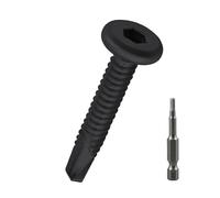 Lot de 50 vis auto-perceuses à tête ronde plate en acier inoxydable 410 #12 x 1 pour métal, embout à douille inclus